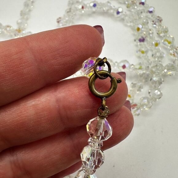 54" vintage Aurora Borealis (AB) crystal necklace! - Picture 7 of 14